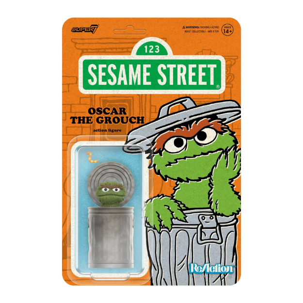 תמונה של Sesame Street ReAction Figures Oscar the Grouch בובת אספנות 